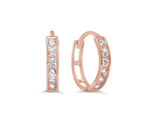 Channel Set CZ Huggie - Rose Gold