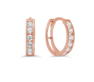 Channel Set CZ Huggie - Rose Gold