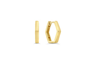 Hexagon Huggie Earrings, Small