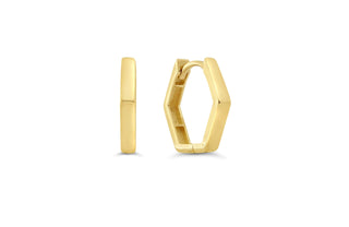 Hexagon Huggie Earrings, Medium