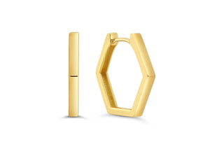 Hexagon Huggie Earrings, Large