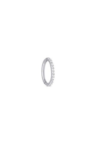 CZ Pave Set Hugger - White Gold