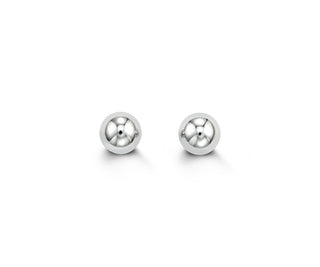 Ball Stud Earrings -5MM - White Gold