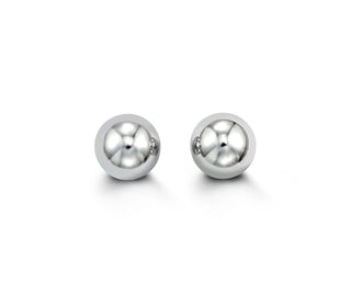 Ball Stud Earrings -7MM - White Gold