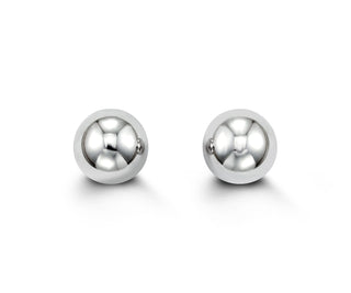 Ball Stud Earrings -8MM - White Gold