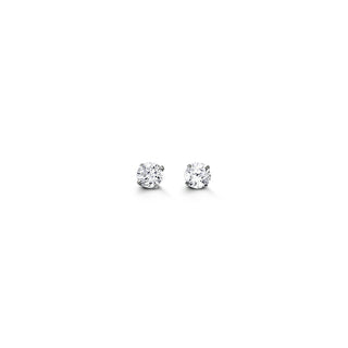 Round CZ Studs , 3MM - White Gold
