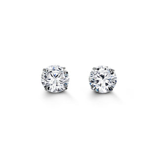 Round CZ Studs , 7MM - White Gold