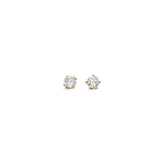 Round CZ Studs , 3MM - Yellow Gold