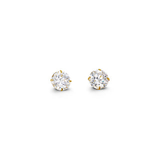 Round CZ Studs , 5MM - Yellow Gold