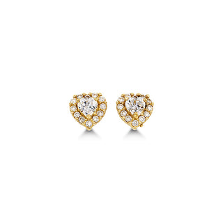 Heart-Shaped CZ Stud Earrings - April
