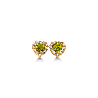 Heart-Shaped CZ Stud Earrings - August
