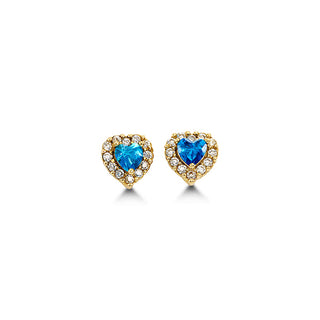 Heart-Shaped CZ Stud Earrings - December