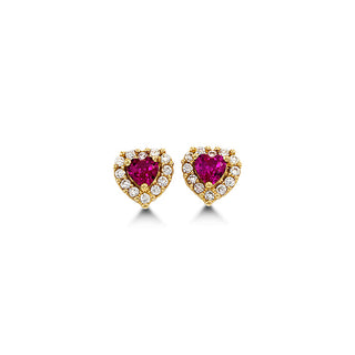 Heart-Shaped CZ Stud Earrings - July