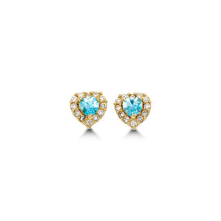 Heart-Shaped CZ Stud Earrings - March