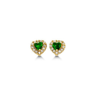Heart-Shaped CZ Stud Earrings - May