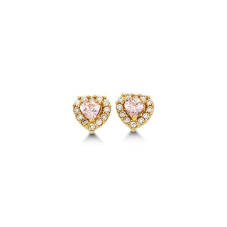 Heart-Shaped CZ Stud Earrings - October