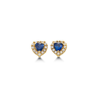 Heart-Shaped CZ Stud Earrings - September