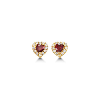 Heart-Shaped CZ Stud Earrings - January