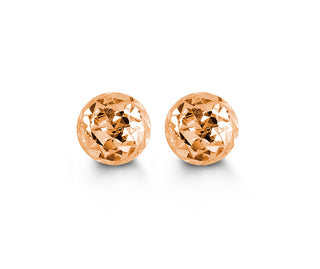 Diamond-Cut Ball Stud Earrings - 5MM - Rose Gold