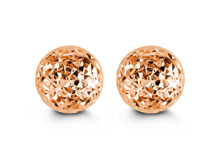 Diamond-Cut Ball Stud Earrings - 10MM - Rose Gold
