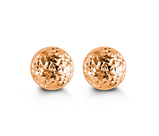 Diamond-Cut Ball Stud Earrings - 7MM - Rose Gold