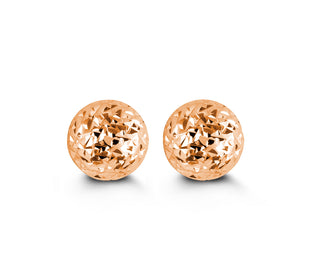 Diamond-Cut Ball Stud Earrings - 8MM - Rose Gold