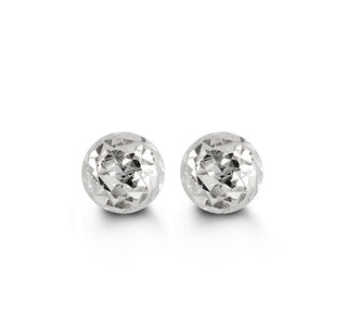Diamond-Cut Ball Stud Earrings - 5MM - White Gold