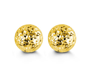 Diamond-Cut Ball Stud Earrings - 10MM - Yellow Gold