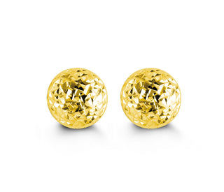 Diamond-Cut Ball Stud Earrings - 7MM - Yellow Gold