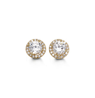 Round Halo Stud Earrings, Large - Yellow Gold