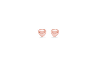 Puffed Heart Stud Earrings - Rose Gold