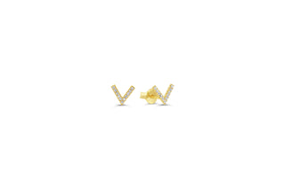V-Shaped CZ Stud Earrings