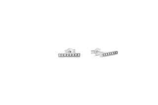 CZ Bar Stud Earrings - White Gold