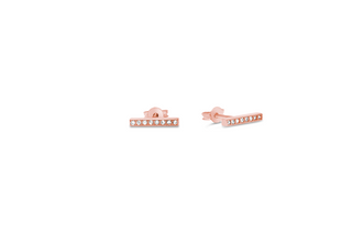 CZ Bar Stud Earrings - Rose Gold