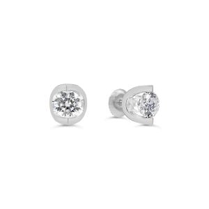 Tension-Set Solitaire Stud Earrings, 1.00ct - White Gold