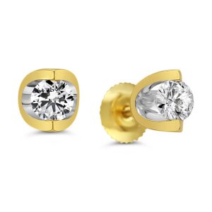 Tension-Set Solitaire Stud Earrings, 2.00ct - Yellow Gold