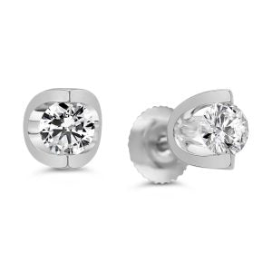 Tension-Set Solitaire Stud Earrings, 2.00ct - White Gold
