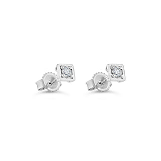 Square Stud Earrings - White Gold