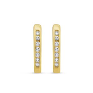 Channel Set Huggie Earrings - Yellow Gold