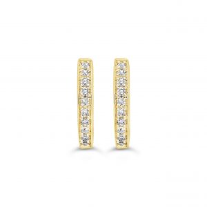 Oval 2 Row Claw Huggie Earrings - Yellow Gold