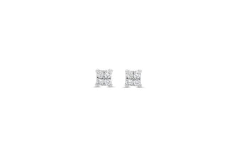 Mirage Princess Illusion Stud Earrings , 0.05ct - White Gold