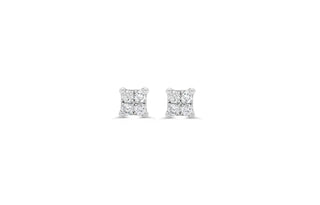 Mirage Princess Illusion Stud Earrings, 0.18ct - White Gold