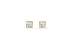 Mirage Princess Illusion Stud Earrings, 0.18ct - Yellow Gold