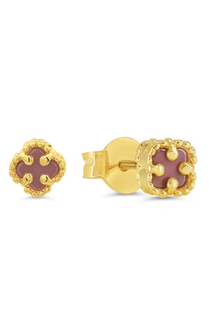 Mini Pink Clover Stud Earrings