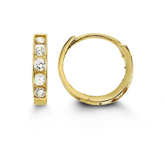 14K Gold CZ Huggie Earrings — 4013B