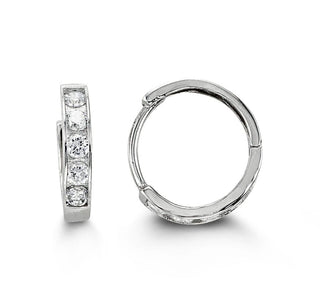 14K Gold CZ Huggie Earrings — 4013B