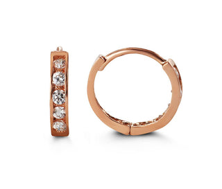 14K Gold CZ Huggie Earrings — 4013B