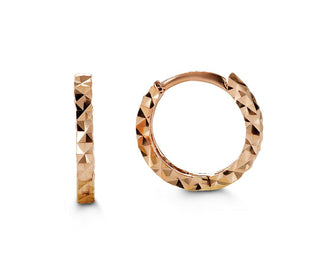 10K Gold Diamond Cut Huggie Earrings