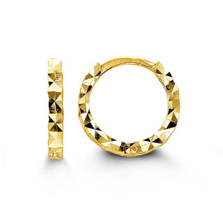 10K Gold Diamond Cut Huggie Earrings