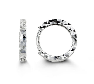10K Gold Diamond Cut Huggie Earrings